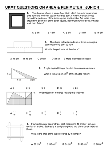 UKMT questions by topic