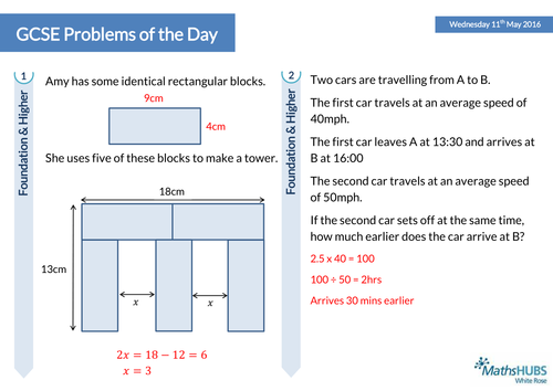 GCSE Problem Solving Questions of the Day - 11th May