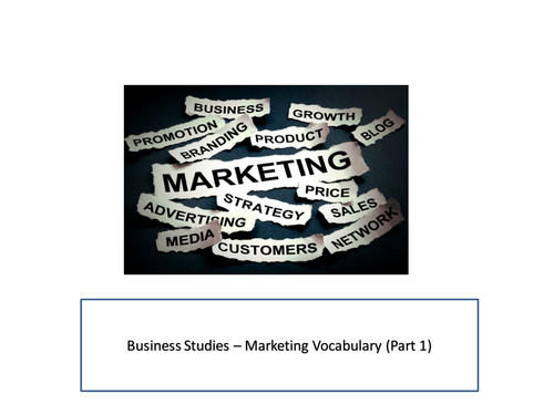 Business Studies Marketing Terminology Part 1