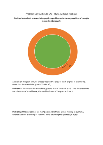 New GCSE Problem Solving:  Problem 3 - Running Track Problem (Grade 5/6)