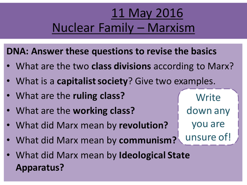 Sociology H580 / H180 Nuclear Family: Marxism