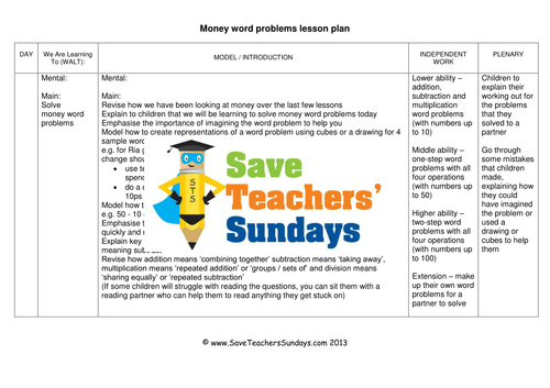 Money Word Problems 2 KS1 Worksheets, Lesson Plans, PowerPoint and Answer Frame