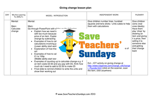 Change - Word Problems KS1 Worksheets, Lesson Plans and PowerPoint