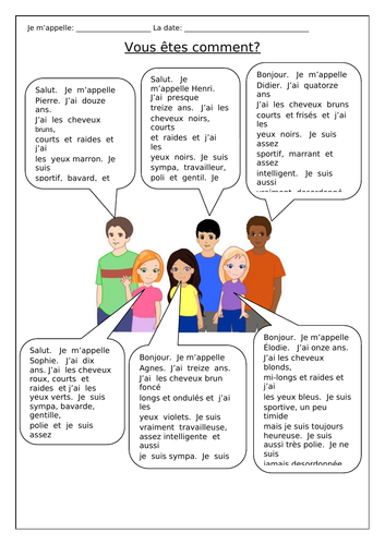 FRENCH - Vous êtes comment? - Worksheets