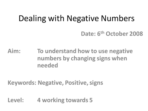 Negative numbers