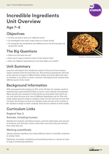 Incredible Ingredients Teacher Notes