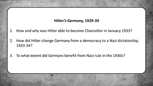 GCSE - Germany 1890-1945 - Why did Hitler become Chancellor?