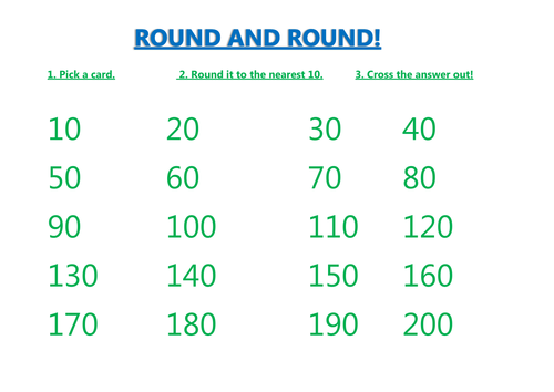 Rounding to the nearest 10 board game