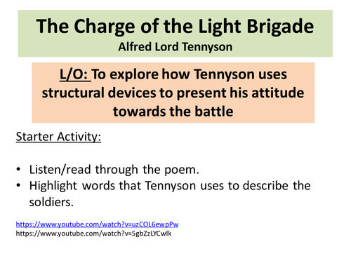The Charge of the Light Brigade-analysing structure in poetry. 