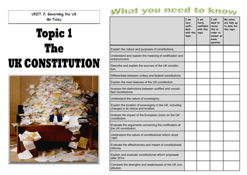 UK Politics UK Constitution Workbook