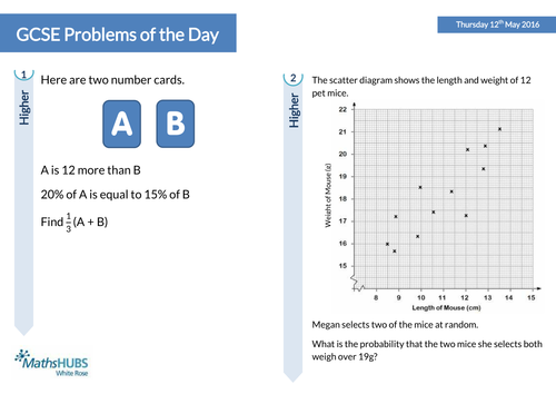 GCSE Problem Solving Questions of the Day - 12th May