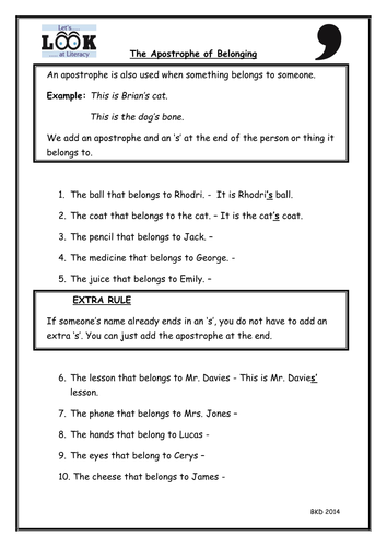 The Apostrophe of Possession - Literacy Worksheet