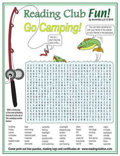 Summer Camping Word Search Puzzle