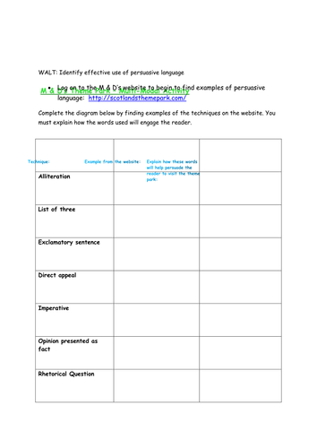 Persuasive Language - M and D's Theme Park