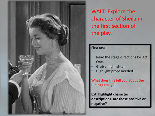 PPT to explore sheila and revise her as a character- very detailed and close analysis of language