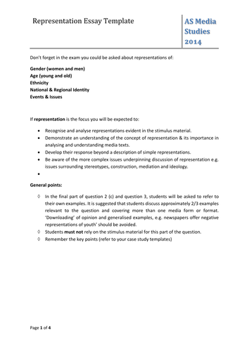 Representation Essay Template