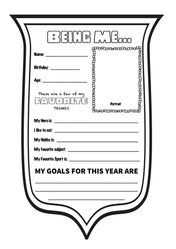 “All About Me” Back to School Worksheet