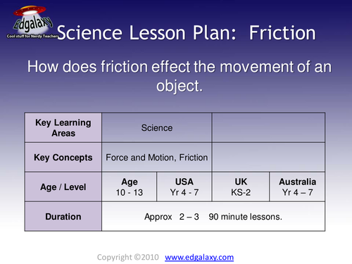 Science Lesson Plan about Friction