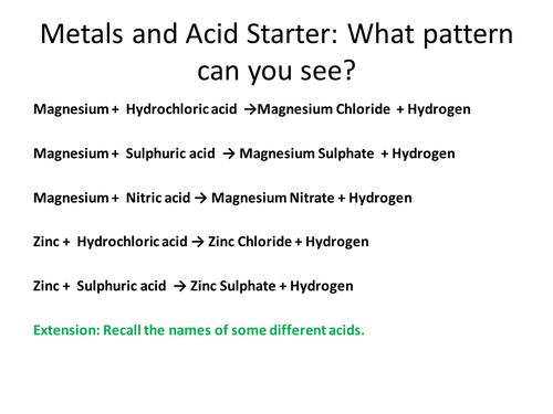 Metals and Acids and Metals and Water