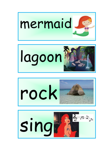 Mermaid key word cards with pictures