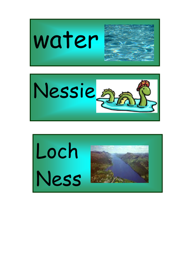 Loch Ness key word cards EYFS/Myths and Legends