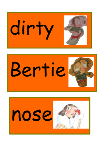 Dirty Bertie key word cards and pictures