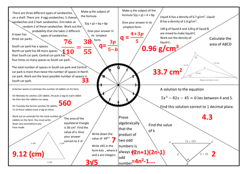 GCSE Maths Revision - Set 1 - Clock style sheet