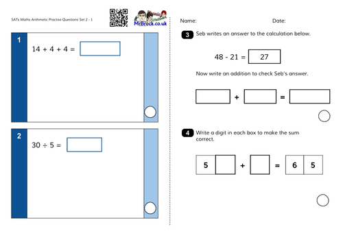 Practise KS1 SATs Questions Maths Arithmetic and Reasoning (similar to the 2016 sample papers)