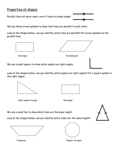 Properties of shapes - using symbols on shapes