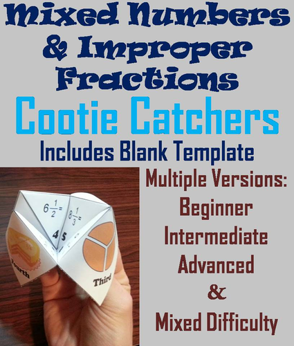 Improper Fractions & Mixed Numbers Cootie Catchers