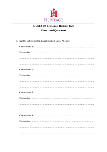 Economics - Section 3: Revision Pack