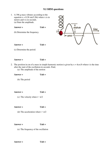 Simple Harmonic Motion Worksheet Answers - Escolagersonalvesgui