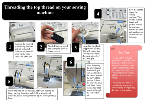 How to thread up a bobbin and the top of a JUKI sewing machine