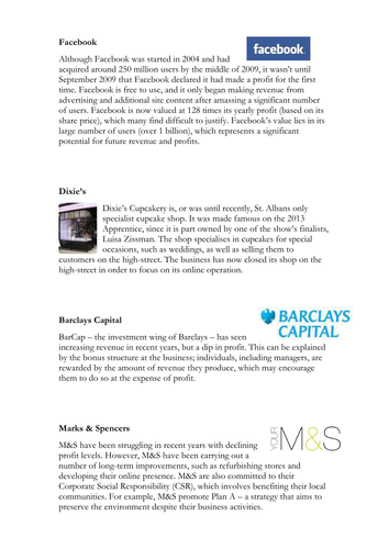 Objectives of a firm