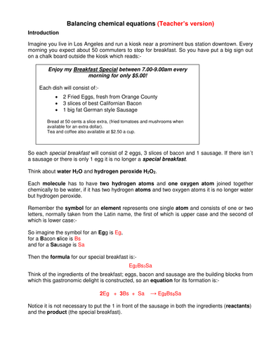 Balancing chemical equations
