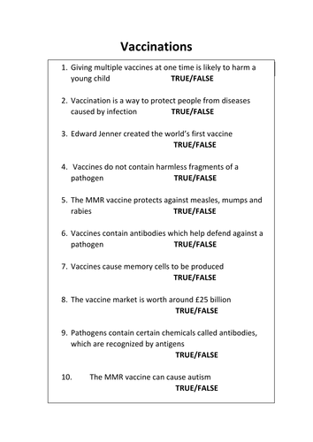 true or false quiz