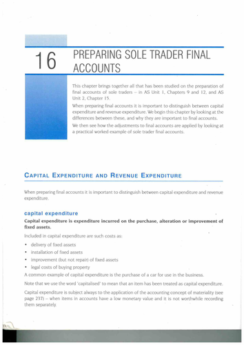 Preparing final account of Sole Trader 