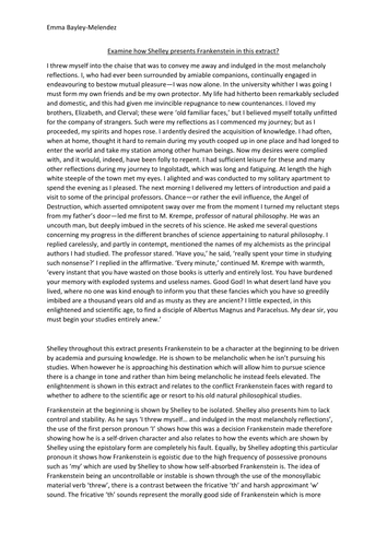 NEW AQA Eng lang & Lit - Frankenstein Essay 'A' grade exemplar 