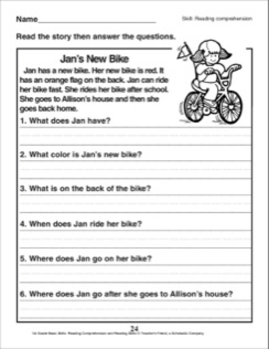 English Prehension Worksheet For Kindergarten And Grade