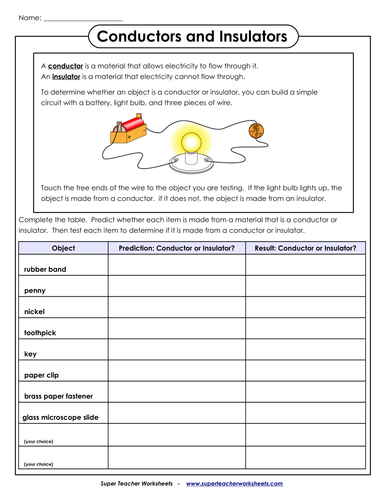 Conductors And Insulators Worksheet 4th Grade - Kid Worksheet Printable