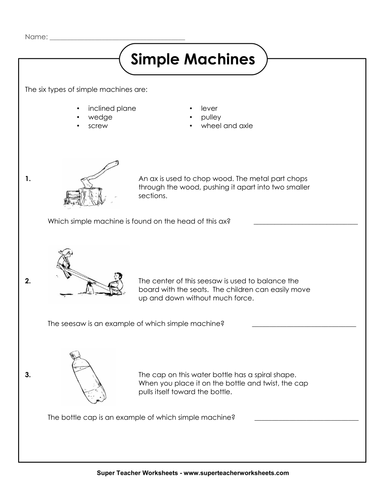 Simple Machines worksheet for 2nd and 3rd graders | Teaching Resources