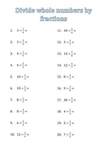 divide whole number by a fraction teaching resources