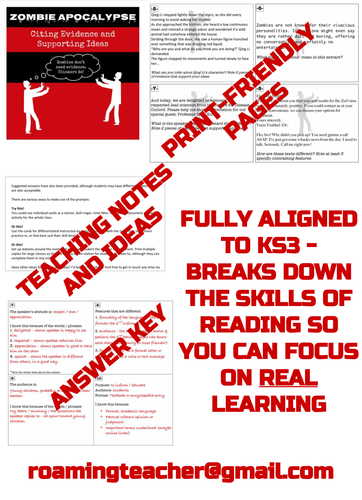 Zombie Apocalypse: Cite Evidence & Supporting Details (Task Cards) PREVIEW