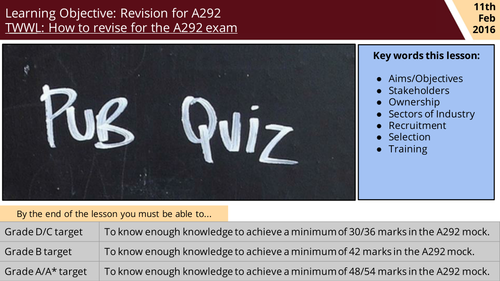 Business Studies OCR A292 Revision Quiz