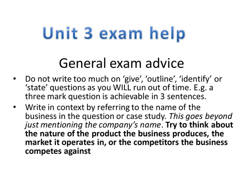 Exam Technique for GCSE Business Exam this Friday 10th June 