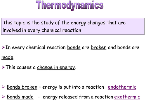 KS5 Chemistry Thermodynamics