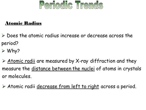 KS 5 Chemistry Periodic Trends