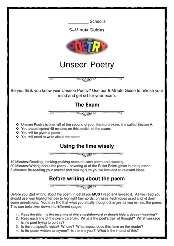 how to write an unseen poetry essay