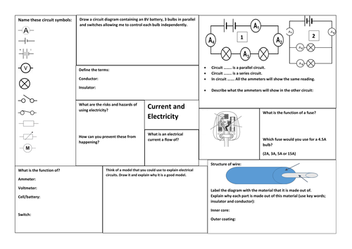 New Exploring Science- 7J Current Electricity revision poster