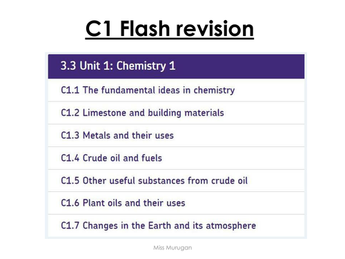 GCSE CHEMISTRY C1 Flash Revision (2014 spec)